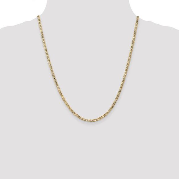 10k Yellow Gold 3mm Solid Concave Anchor Chain Necklace, 22 Inch